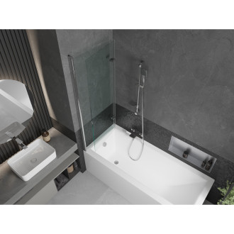 Mexen Cubik vana 160x70cm panel + zástěna 120 cm, transparent, chrom 550316070X9212020100