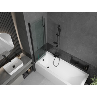 Mexen Cubik vana 160x70cm panel + zástěna 100 cm, průhledná, černá 550316070X9210027000