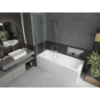 Mexen Cubik vana 170x70cm panel + zástěna 80 cm, transparent, chrom 550317070X9208020100