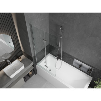Mexen Cubik vana 170x70cm panel + zástěna 80 cm, transparent, chrom 550317070X9208020100