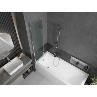 Mexen Cubik vana 170x70cm panel + zástěna 80 cm, transparent, chrom 550317070X9208020100