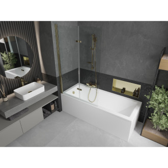 Mexen Cubik vana 170x70cm panel + zástěna 100 cm, transparent, zlatá 550317070X9210025000