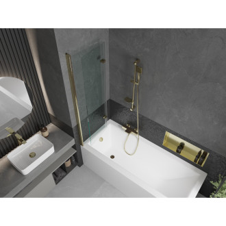 Mexen Cubik vana 170x70cm panel + zástěna 100 cm, transparent, zlatá 550317070X9210025000