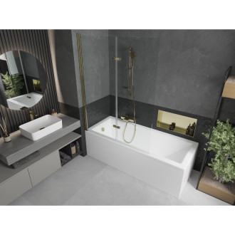 Mexen Cubik vana 170x70cm panel + zástěna 120 cm, transparent, zlatá 550317070X9212025000