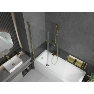 Mexen Cubik vana 170x70cm panel + zástěna 120 cm, transparent, zlatá 550317070X9212025000