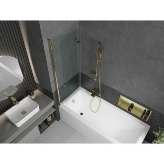Mexen Cubik vana 170x70cm panel + zástěna 120 cm, transparent, zlatá 550317070X9212025000