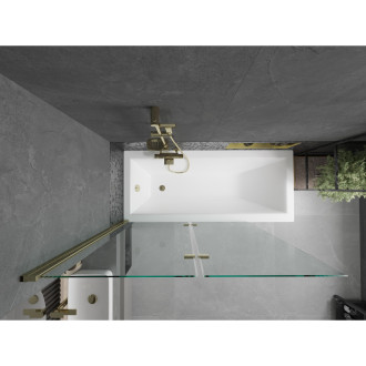 Mexen Cubik vana 170x70cm panel + zástěna 120 cm, transparent, zlatá 550317070X9212025000