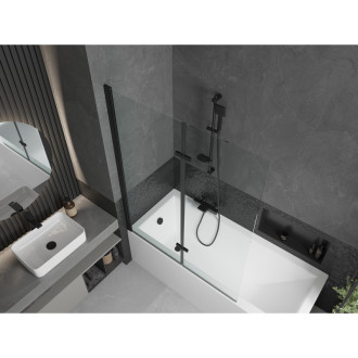 Mexen Cubik vana 170x70cm panel + zástěna 120 cm, průhledná, černá 550317070X9212027000