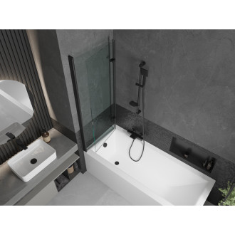 Mexen Cubik vana 170x70cm panel + zástěna 120 cm, průhledná, černá 550317070X9212027000