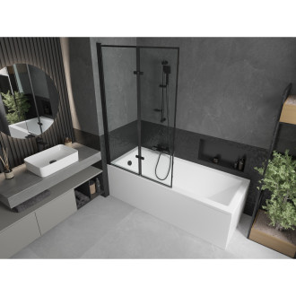 Mexen Cubik vana 170x70 cm s panelem a zástěnou 100 cm, černý vzor 550317070X9210027070