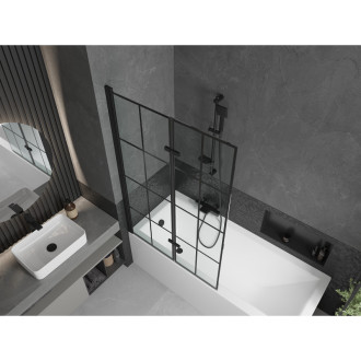 Mexen Cubik obdélníková vana 170 x 70 cm s pláštěm a 2 křídlovou zástěnou 100 cm, černý vzor - 550317070X9210027077
