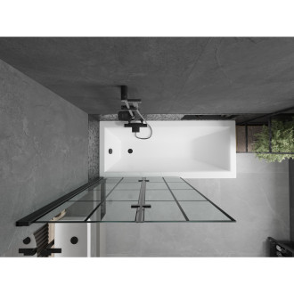 Mexen Cubik obdélníková vana 170 x 70 cm s pláštěm a 2 křídlovou zástěnou 100 cm, černý vzor - 550317070X9210027077