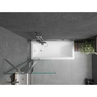 Mexen Cubik vana 150x70cm panel + zástěna 80 cm, transparent, chrom 550315070X9408110100