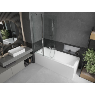Mexen Cubik vana 150x70cm panel + zástěna 100 cm, transparent, chrom 550315070X9401010100