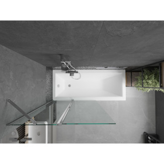 Mexen Cubik vana 150x70cm panel + zástěna 100 cm, transparent, chrom 550315070X9401010100
