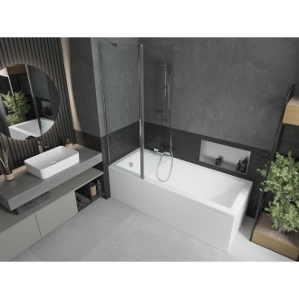 Mexen Cubik vana 150x70cm panel + zástěna 120 cm, transparent, chrom 550315070X9412110100