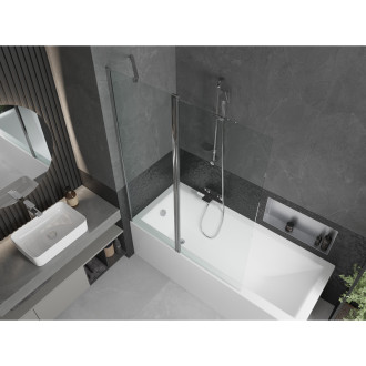Mexen Cubik vana 150x70cm panel + zástěna 120 cm, transparent, chrom 550315070X9412110100