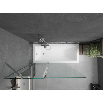 Mexen Cubik vana 150x70cm panel + zástěna 120 cm, transparent, chrom 550315070X9412110100