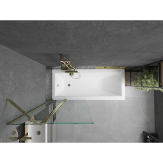 Mexen Cubik vana 150x70cm panel + zástěna 80 cm, transparent, zlatá 550315070X9408115000