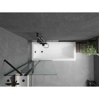 Mexen Cubik vana 150x70cm panel + zástěna 80 cm, průhledná, černá 550315070X9408117000