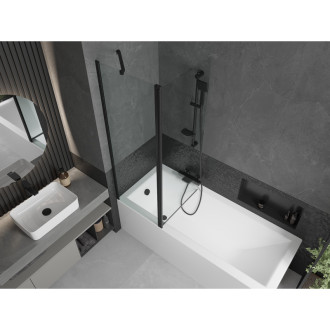 Mexen Cubik vana 150x70cm panel + zástěna 120 cm, průhledná, černá 550315070X9412117000