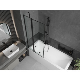 Mexen Cubik vana 150x70 cm s panelem a zástěnou 80 cm, černý vzor 550315070X9408117070