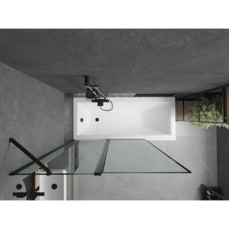 Mexen Cubik vana 150x70 cm s panelem a zástěnou 120 cm, černý vzor 550315070X9412117070