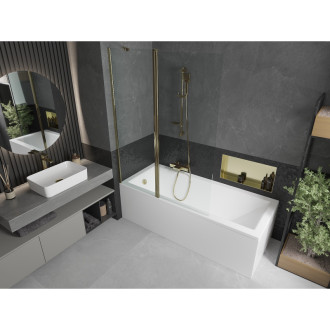 Mexen Cubik vana 160x70 cm panel a zástěna 120 cm, transparent, zlatá 550316070X9412115000