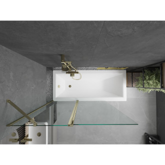 Mexen Cubik vana 160x70 cm panel a zástěna 120 cm, transparent, zlatá 550316070X9412115000