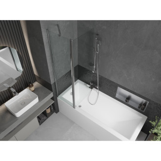 Mexen Cubik vana 170x70cm panel + zástěna 100 cm, transparent, chrom 550317070X9410110100