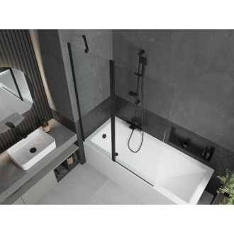 Mexen Cubik vana 170x70cm panel + zástěna 120 cm, průhledná, černá 550317070X9412117000