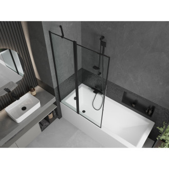 Mexen Cubik vana 170x70 cm s panelem a zástěnou 100 cm, černý vzor 550317070X9410117070