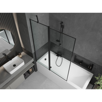 Mexen Cubik vana 170x70 cm s panelem a zástěnou 120 cm, černý vzor 550317070X9412117070