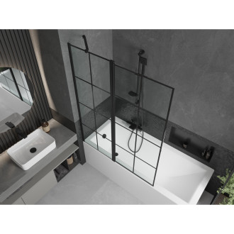Mexen Cubik obdélníková vana 170 x 70 cm s pláštěm a 1 křídlovou zástěnou 120 cm, černý vzor - 550317070X9412117077