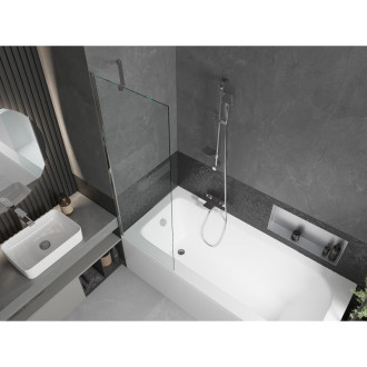 Mexen Vega vana 150x70cm panel + zástěna 60 cm, transparent, chrom 550115070X9506000001