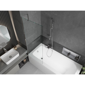 Mexen Vega vana 150x70cm panel + zástěna 70 cm, transparent, chrom 550115070X9507000001