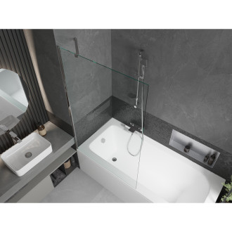 Mexen Vega vana 150x70cm panel + zástěna 100 cm, transparent, chrom 550115070X9510000001
