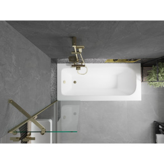 Mexen Vega vana 150x70cm panel + zástěna 50 cm, průhledná, zlatá 550115070X9505000050