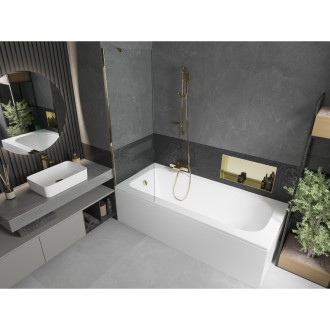 Mexen Vega vana 150x70cm panel + zástěna 60 cm, průhledná, zlatá 550115070X9506000050