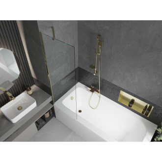 Mexen Vega vana 150x70cm panel + zástěna 60 cm, průhledná, zlatá 550115070X9506000050