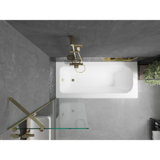 Mexen Vega vana 150x70cm panel + zástěna 60 cm, průhledná, zlatá 550115070X9506000050