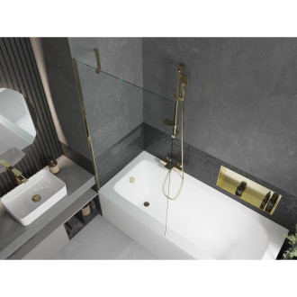 Mexen Vega vana 150x70cm panel + zástěna 90 cm, průhledná, zlatá 550115070X9509000050