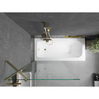 Mexen Vega vana 150x70cm panel + zástěna 90 cm, průhledná, zlatá 550115070X9509000050