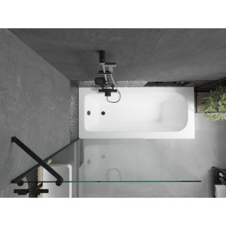 Mexen Vega vana 150x70cm panel + zástěna 100 cm, průhledná, černá 550115070X9510000070