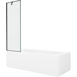 Mexen Vega vana 150x70 cm s panelem a zástěnou 60 cm, černý vzor 550115070X9506007070