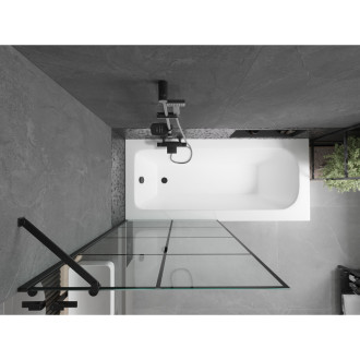Mexen Vega vana 150x70 cm s panelem a zástěnou 90 cm, černý vzor 550115070X9509007077