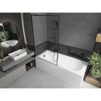 Mexen Vega vana 160x70 cm s panelem a zástěnou 100 cm, černý vzor 550116070X9510007070