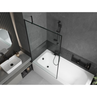 Mexen Vega vana 160x70 cm s panelem a zástěnou 100 cm, černý vzor 550116070X9510007070