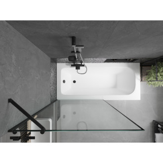 Mexen Vega vana 160x70 cm s panelem a zástěnou 100 cm, černý vzor 550116070X9510007070