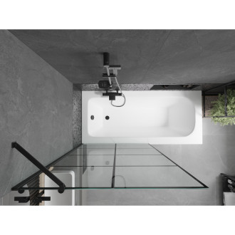 Mexen Vega vana 160x70 cm s panelem a zástěnou 100 cm, černý vzor 550116070X9510007077